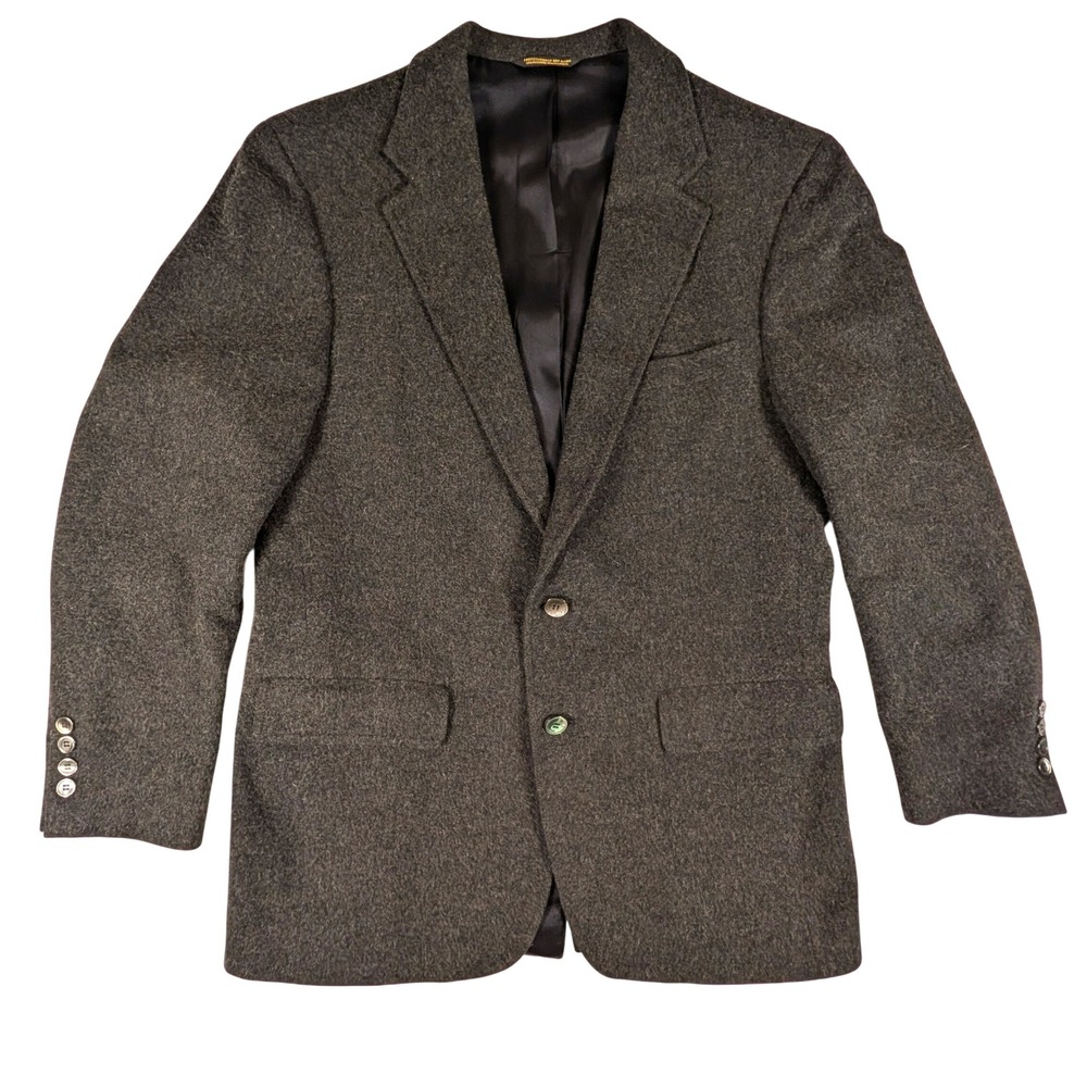 Vintage 100% Cashmere Hunter Haig Blazer Mens‎ Charcoal 2 Button Sport Coat 42R - Picture 2 of 13